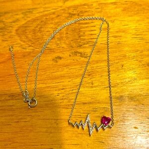 3/$15. Heartbeat pendant, 15” silver chain
